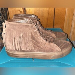 Vans Brown Suede Fringe High-Top Sneakers